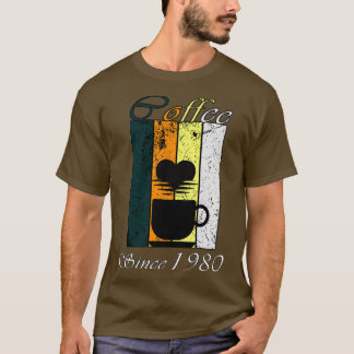 T-shirt Café depuis 1980 Café rétro Anniversaire Cadeau