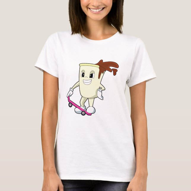 T-shirt Café en patinage avec skateboard (Devant)