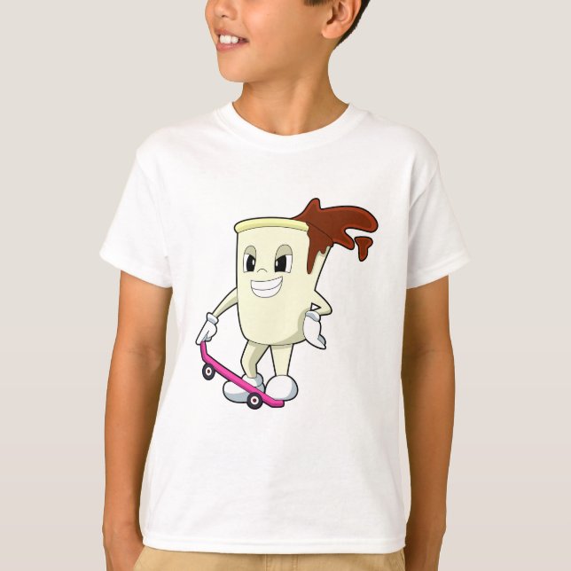 T-shirt Café en patinage avec skateboard (Devant)