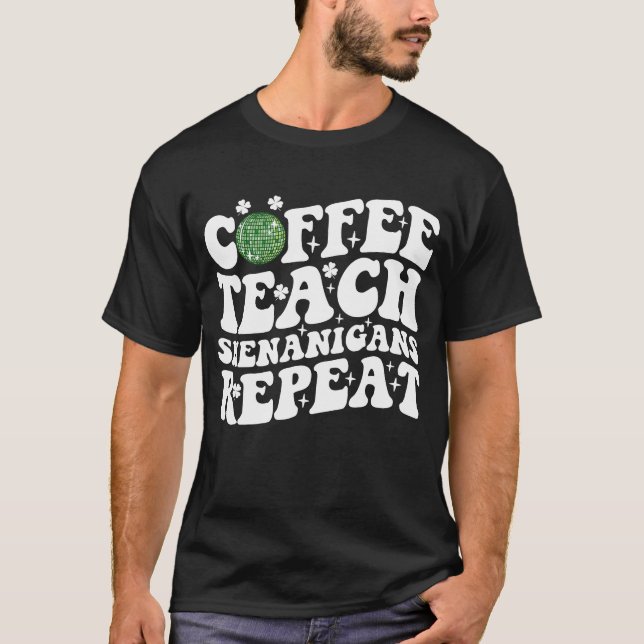 T-shirt Café Enseigner Blagues Répéter Boule à Facettes En (Devant)