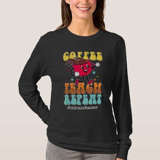 T-shirt Café Enseigner Répéter Professeur de 5e année Léop (Devant)