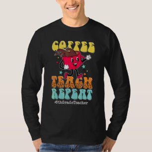 T-shirt Café Enseigner Répéter Professeur de 5e année Léop