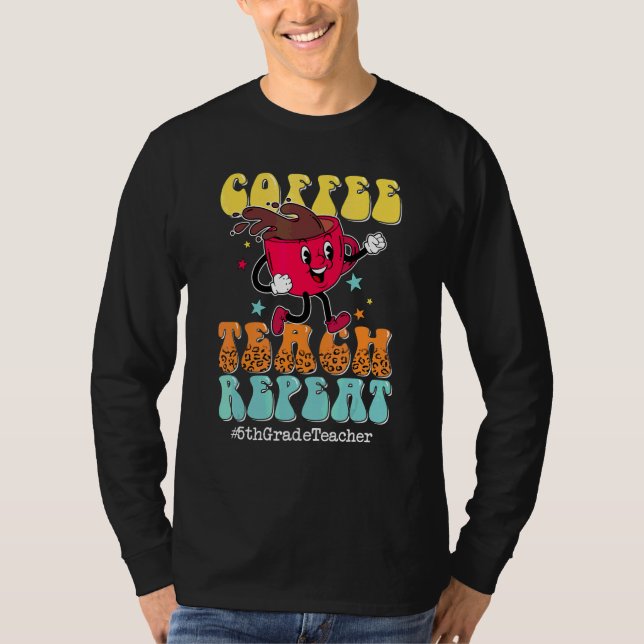 T-shirt Café Enseigner Répéter Professeur de 5e année Léop (Devant)
