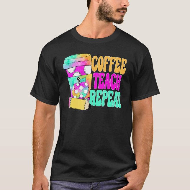 T-shirt Café Enseigner Répéter Rétro Enseignant Café Ensei (Devant)