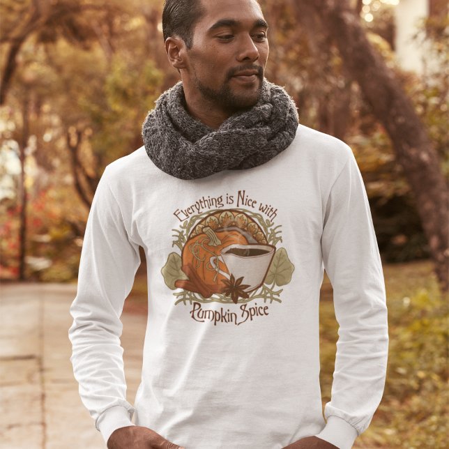 T-shirt Café épice citrouille (Pumpkin Spice Coffee T-Shirt - "Everything is Nice with Pumpkin Spice" Vintage Style Design)