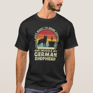 T-shirt Café Et Berger Allemand Chien Retro GSP Papa Maman
