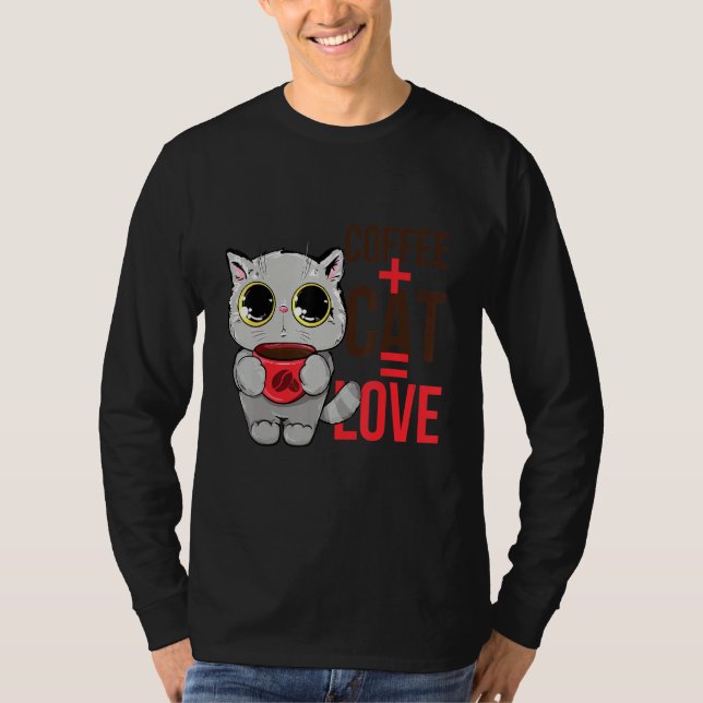 T-shirt Café Et Chat Aimer Cute Kitty (Devant)