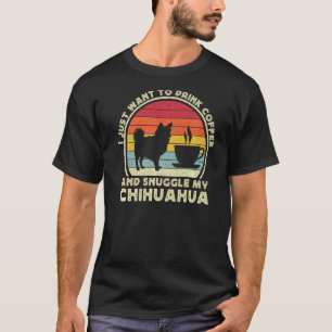 T-shirt Café Et Chihuahua Long Cheveux Haired Chiwawa Chig