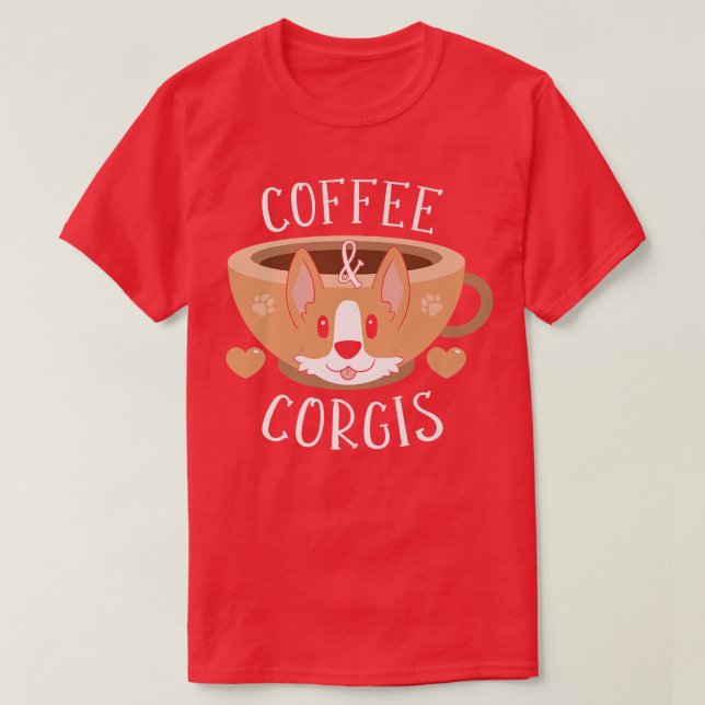 T-shirt Café Et Corgis -144 (Design devant)