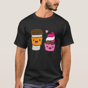 T-shirt Café Et Cupcake Alimentation Paire Aimer Cupcake E