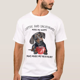 T-shirt Café Et Dachshunds Me Rendent Heureux Les Humains