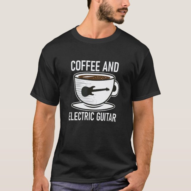 T-shirt Café et guitare électrique (Devant)