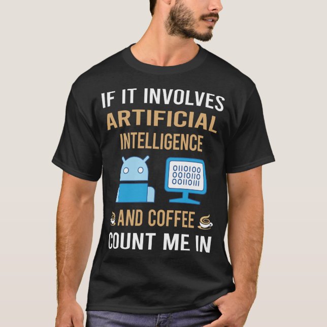 T-shirt Café Et Intelligence Artificielle IA (Devant)