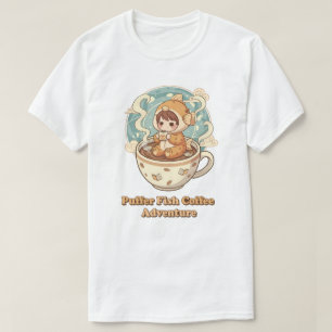 T-shirt Café et lecture d'art mignon poisson-globe