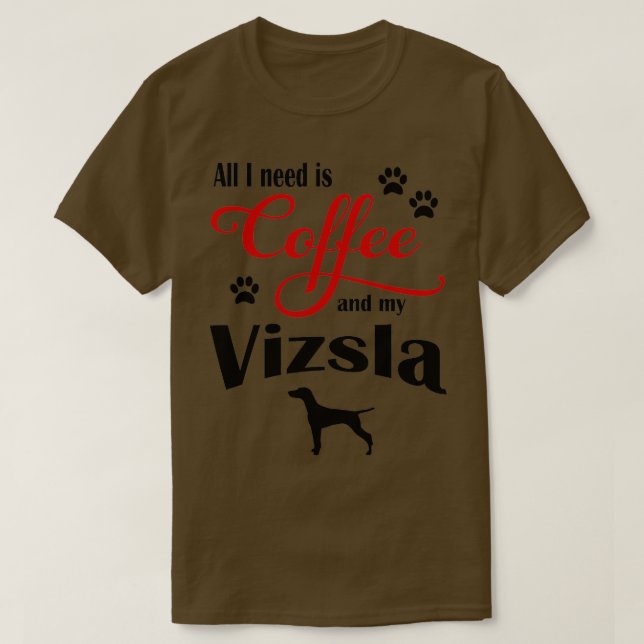 T-shirt Café et ma vizsla (Design devant)