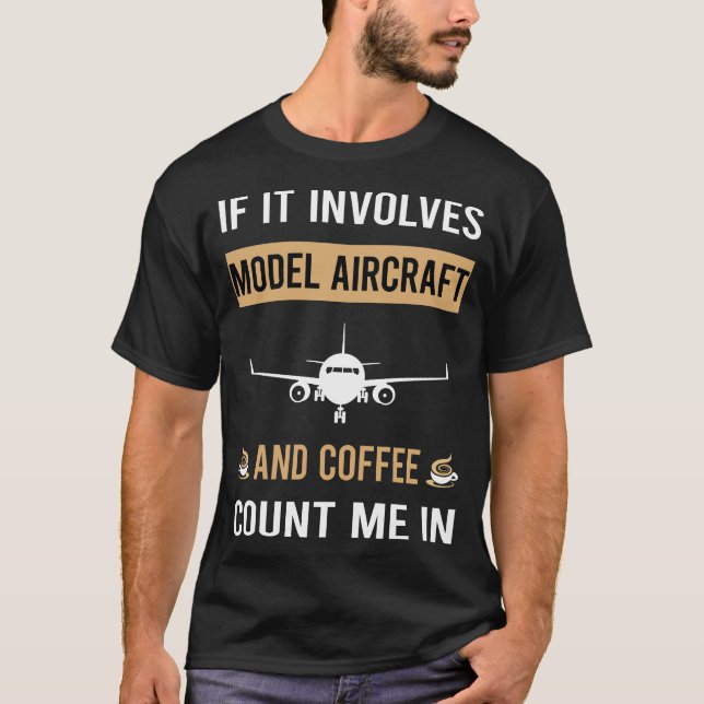 T-shirt Café Et Modèle D'Avion (Devant)