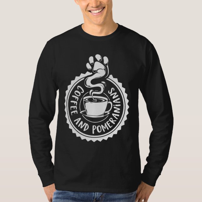 T-shirt Café Et Poméranien (Devant)