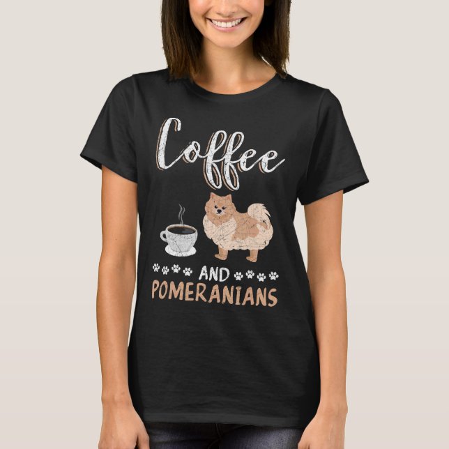 T-shirt Café Et Poméranien 29 (Devant)