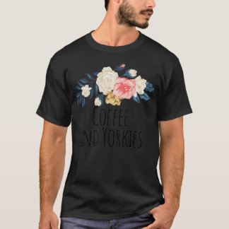 T-shirt Café et Yorkies Fleurs florales amusantes Cadeau M
