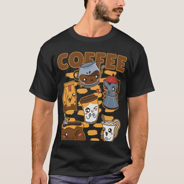 T-shirt Café Evolution Café  Cappuccino J'aime le café  (Devant)