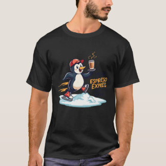 T-shirt Café Express Epress Manchot Rapide