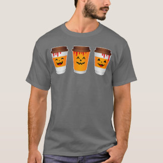 T-shirt Café glacé à la citrouille mignon automne horreur