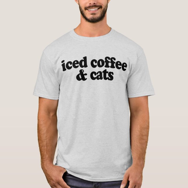 T-shirt café glacé et chats (Devant)