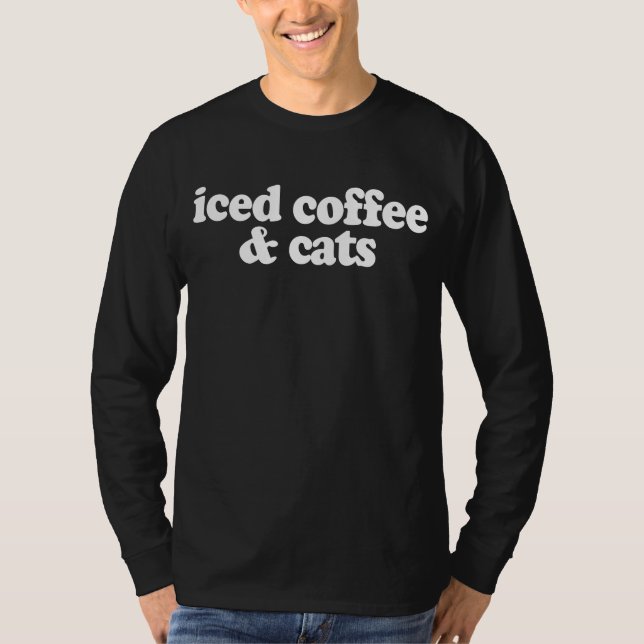 T-shirt Café glacé et chats (Devant)