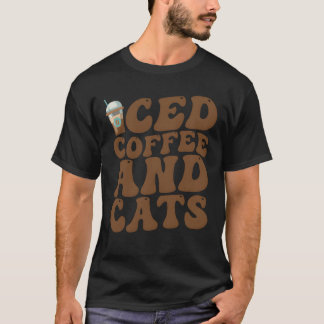 T-shirt Café glacé et chats famille groovy
