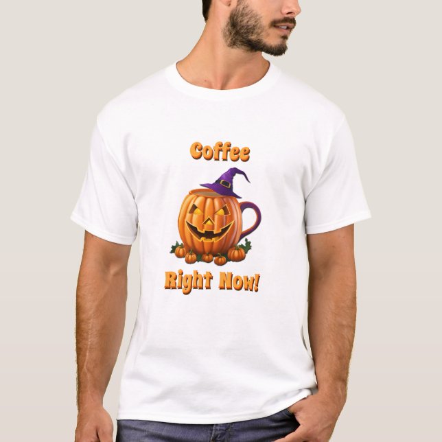 T-shirt Café glacé Halloween Caféine Citrouille Latte (Devant)