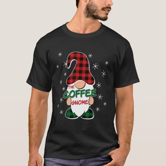 T-shirt Café Gnome Buffalo Plaid Correspondant Famille Chr (Devant)