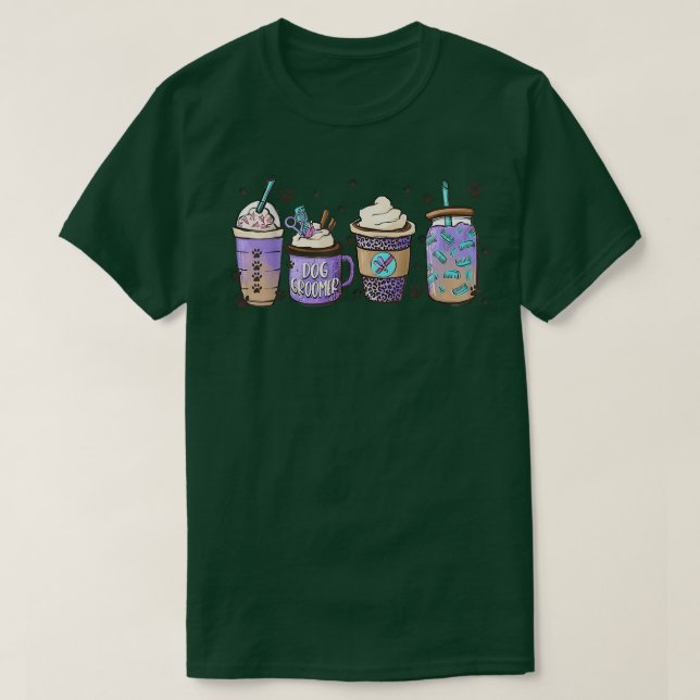 T-shirt Café Groomer Chien Latte Leopard (Design devant)