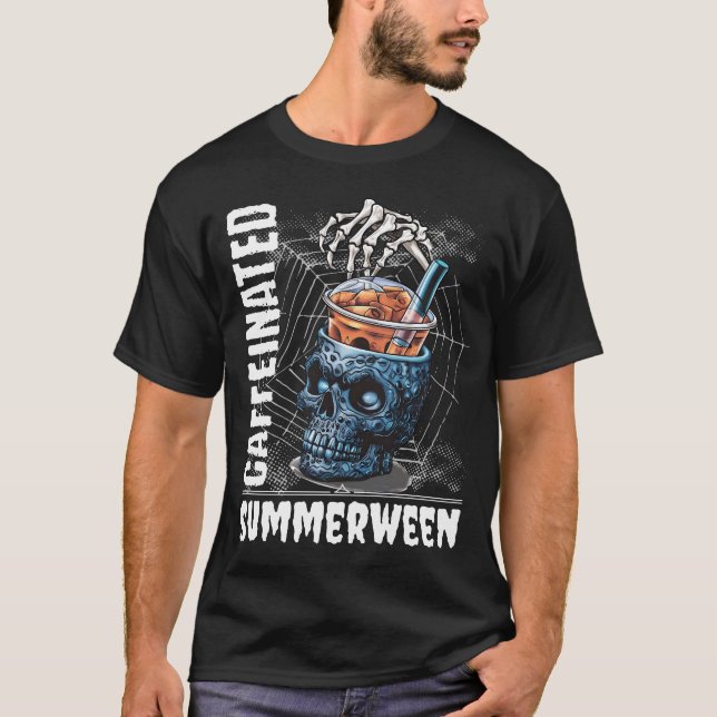 T-shirt Café Halloween d'été Cafféiné Squelette (Devant)