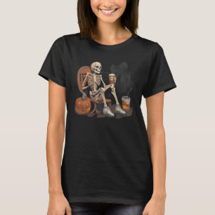 T-shirt Café Halloween Skeleton Boire à l'extérieur