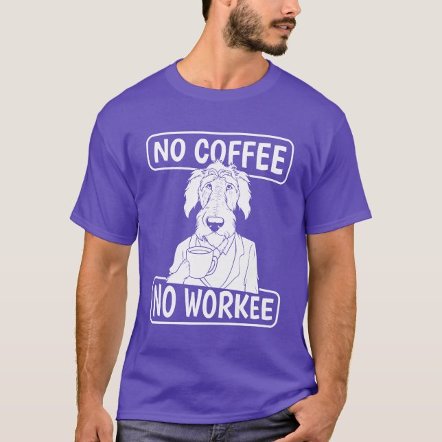 T-shirt Café Irish Wolfhound Chien Pas de café Pas de trav (Devant)