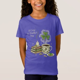 T-Shirt Café irlandais cosy de la Saint-Patrick et livre a
