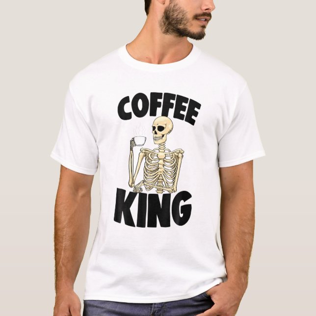T-shirt Café King Caffeine Drôle Femmes Café Squelette (Devant)