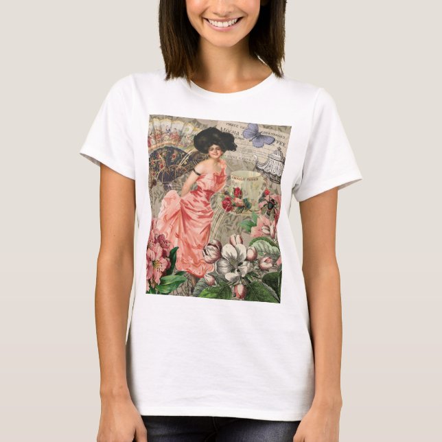 T-shirt Café Lady Victorian Femme Rose Classy (Devant)