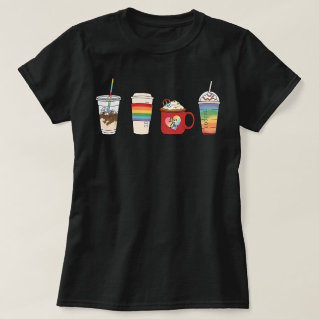 T-shirt Café LGBT mois de la fierté LGBTQ latte Gay Lesbia (Design devant)