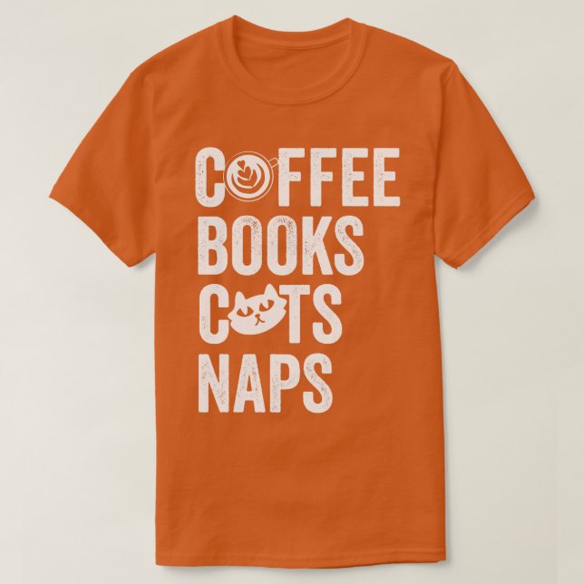 T-shirt Café Livres Chats Naps (Design devant)