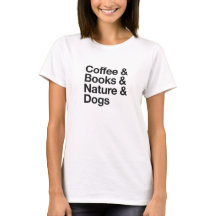 T-shirt Café & Livres & Nature & Chiens (Noir)