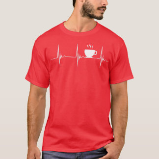 T-shirt Café Lover Heartbeat EKG Pulse Hot Espresso Coff