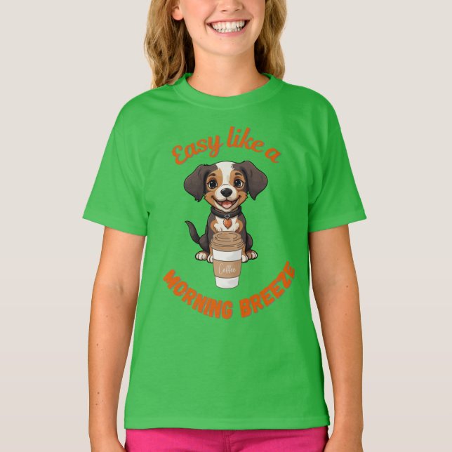 T-shirt Café Lover’s Morning - mignonne Chien Imprimable P (Devant)