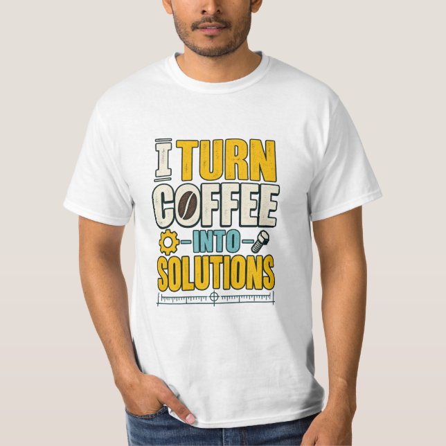 T-shirt Café Mignon Café Dans Des Solutions (Devant)