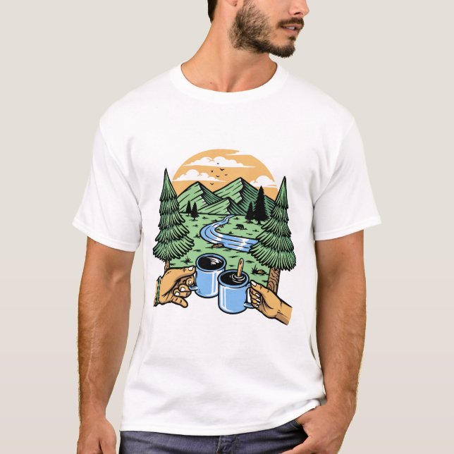 T-shirt "Café & Montagne - Brassé pour l'aventure" (Mélang (Devant)