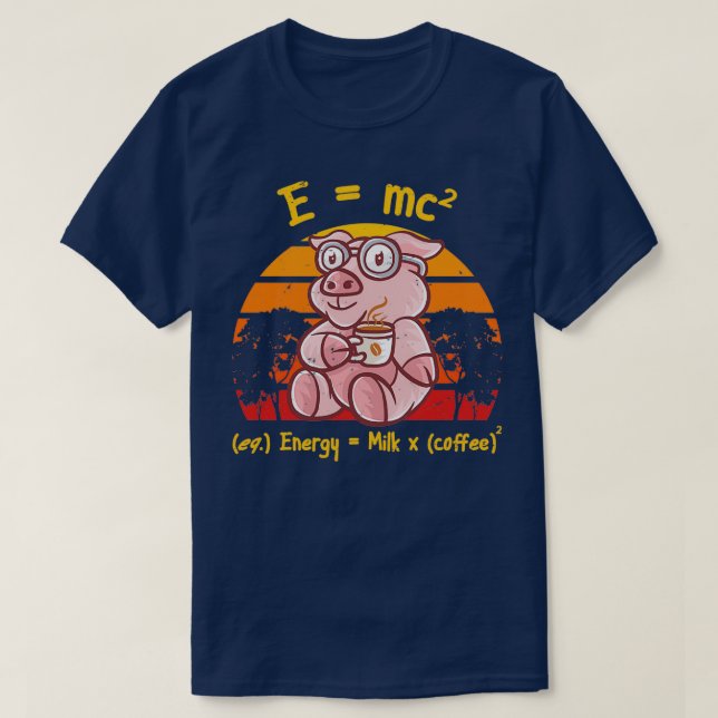 T-shirt Café Nerd Math Formule Enseignant Café Mug Cochon  (Design devant)