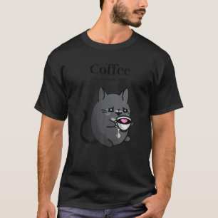 T-shirt Café parce que le meurtre est faux Black Cat Drink