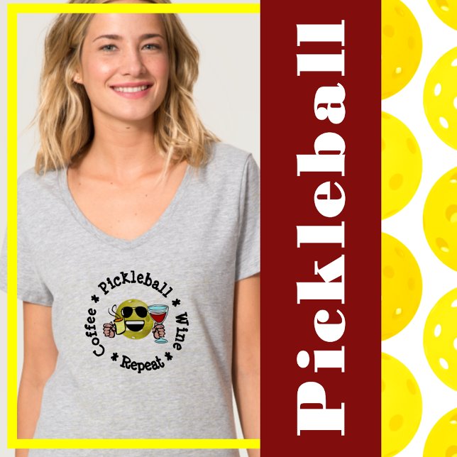 T-shirt Café, Pickleball, Vin, Répétition (Créateur téléchargé)
