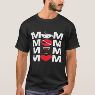 T-shirt Café Plongée Vin Mère Plongeur Mère Drapeau