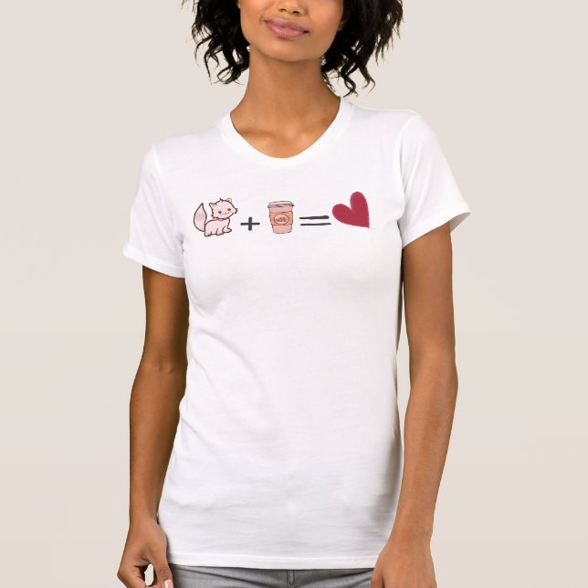 T-shirt Café Plus Chat Égal Cœur (Devant)